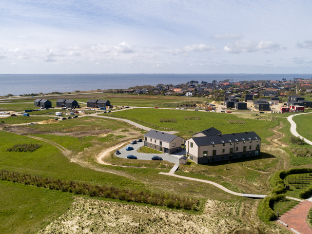 Dronefoto med de tre boligprojekter Pressefoto